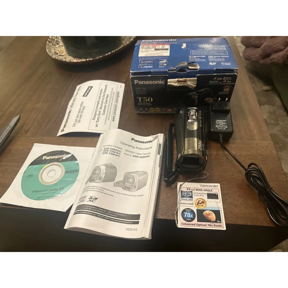 Panasonic SDR-T50 Camcorder 78x Optical Zoom 4GB Memory Black Video Camera Boxed